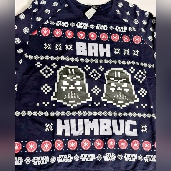 Disney Navy Blue Star Wars Bah Humbug Christmas Sweater (size Jr. 2X 19) - Picture 5 of 7